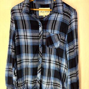 Lola River Blue Plaid Button Down Shirt